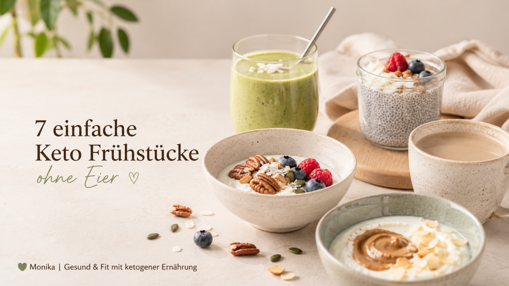 Keto Frühstück ohne Eier mit Joghurt, Nüssen und Chia-Pudding für einen entspannten Start in den Tag