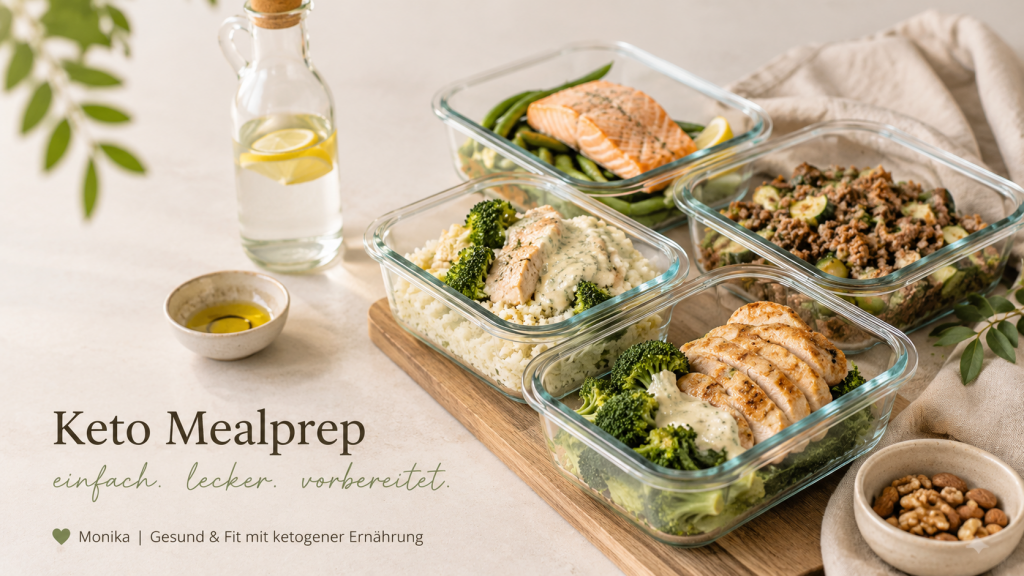 Keto Mealprep mit vorbereiteten Boxen, Gemüse und einfachen Keto Mahlzeiten für die ganze Woche