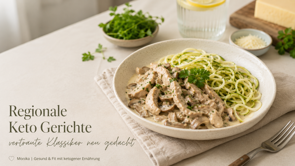 Regionale Keto Gerichte mit cremigem Zürcher Geschnetzeltem und Zoodles als Low-Carb-Beilage
