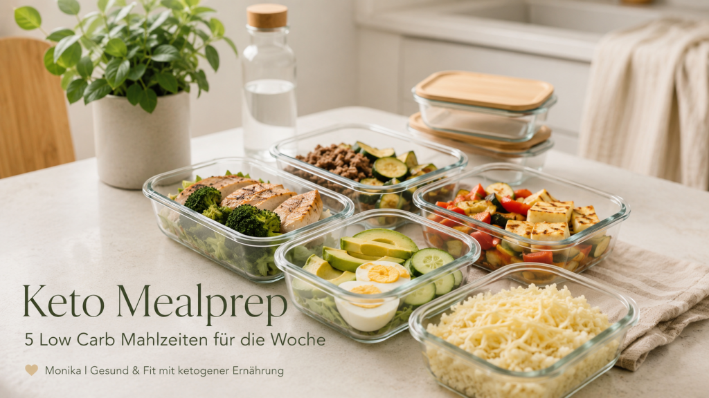 Keto Mealprep 30 Minuten mit fünf vorbereiteten Low Carb Mahlzeiten für die Woche